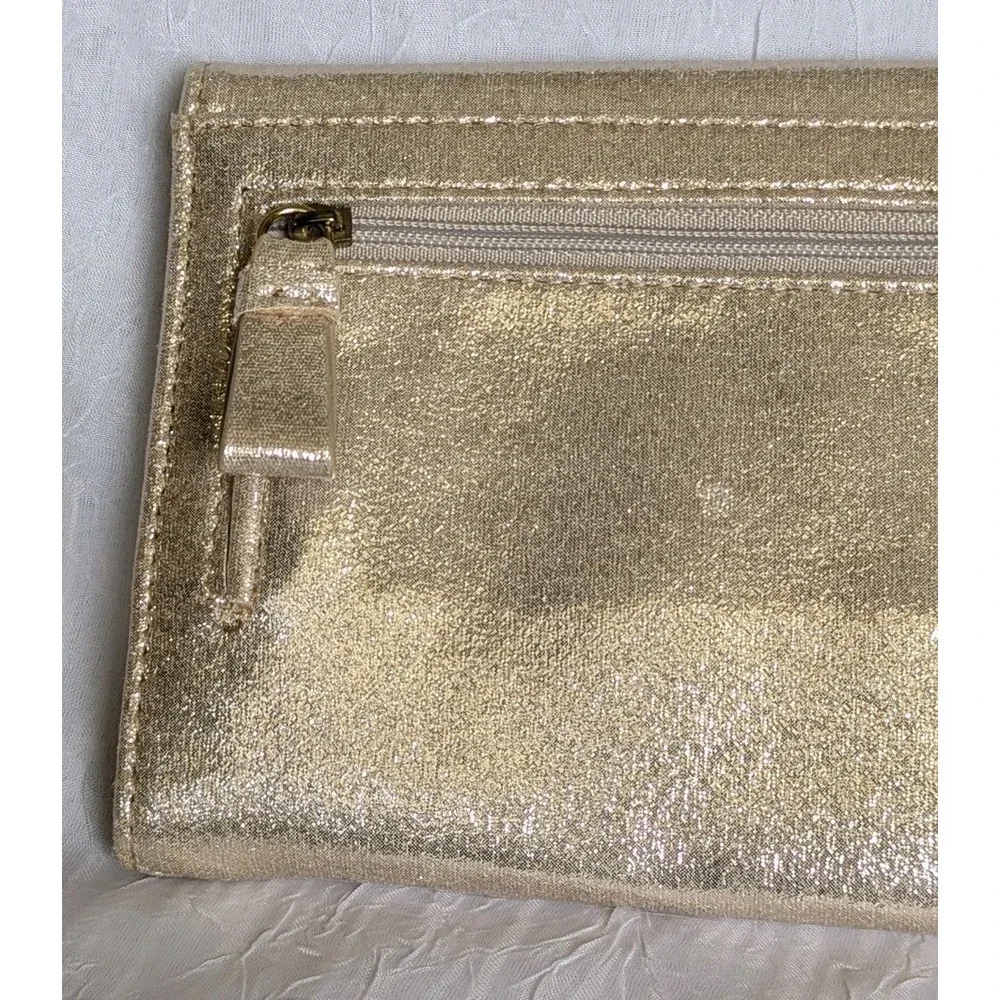Envelope Clutch Gold Wristlet Jessica Simpson Pocketbook Walket Shimmery Y2K Bag